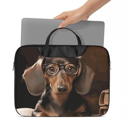 Bolso de hombro impermeable para laptop 17" Dachshund miniatura 6