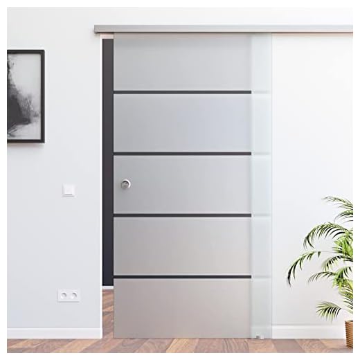 BP1-900-AS: Schiebetürsystem ESG 900x2050x8mm P1, Siebdruck; Alu Schienensystem SlimLine SoftStop; Griffmuschel
