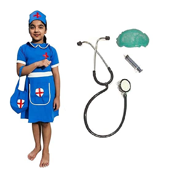 Fancyclub Dindo point Blue Nurse Costume with Stethescope for Girls (10-11 years) (B0C5489NCG) Amazon Price History, Amazon Price Tracker