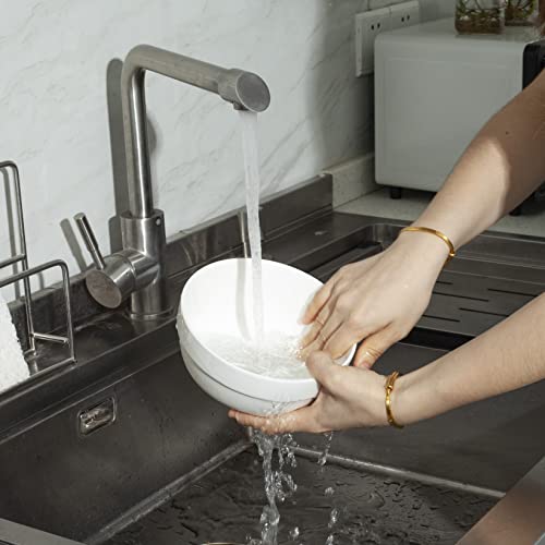 Happy Kit 6" Ceramic Soup Bowls, Cereal Bowls Set Of 6, 24Oz White Bowls For Kitchen, Serving Bowls For Cereal Soup Rice Pasta Salad Oatmeal, Thick-Edge Non-Slip Design #TOP6