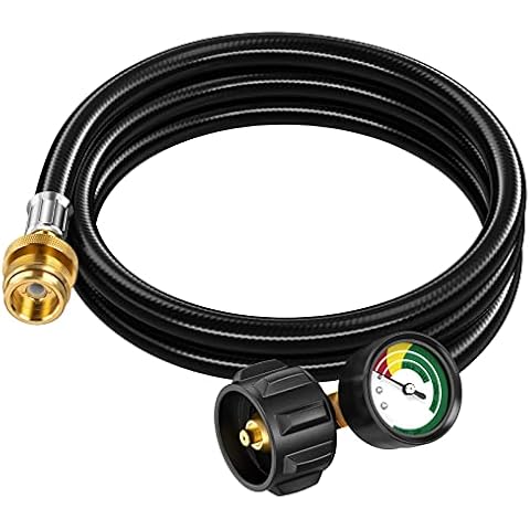 PatioGem 6FT Propane Hose Adapter 1lb to 20lb, 1lb to 20lb Propane Tank Adapter, Propane Tank Hose, Propane Grill Hose Fit for Weber Q Grill/Coleman Camping Stove/Buddy Heater Propane Hose Cover