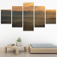 SIGNWIN 5 Panel Canvas Wall Art Modern Art Expressive Landscape Modern Mountain Top Multicolor Photography for Home Decorations Ready to Hang - 60