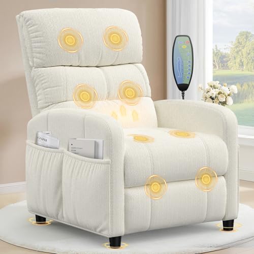 YONISEE Recliner Armchair Recliner Chair for Adults Manual Reclining Chair with Massage & Heating 4 Sides Pockets Padded Cushion Living Room Armchair with Adjustable Leg Rest & Reclining Functions