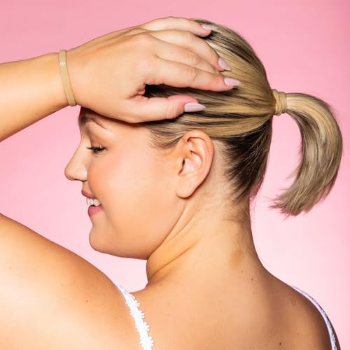 Image of Gimme Beauty Fine Hair Elastic Bands - Slim-Fit Elastic Ties for Fine, Brittle, or Bleached Hair - No-Dent, Gentle-Grip Ponytail Holders for All-Day Comfort - 12 Pack, Blonde
