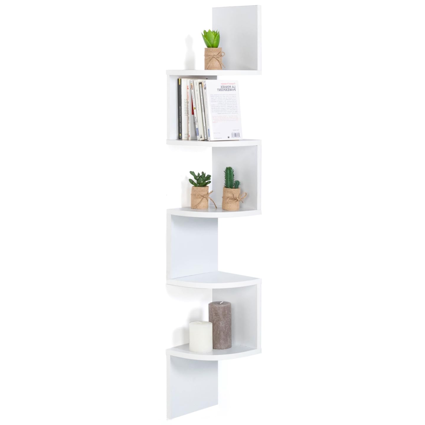 IDMarket - Etagère Murale d'angle ISA 5 Niveaux Blanche