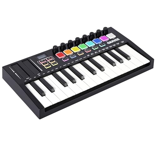 Image of Senfot 25-Key MIDI Keyboard Controller with DAW Integration, USB MIDI Keyboard Controller with 8 Drum Pads, 8 Knobs & OLED Display, Tap Tempo, Sustain Pedal, Compact, Perfect for Music Production