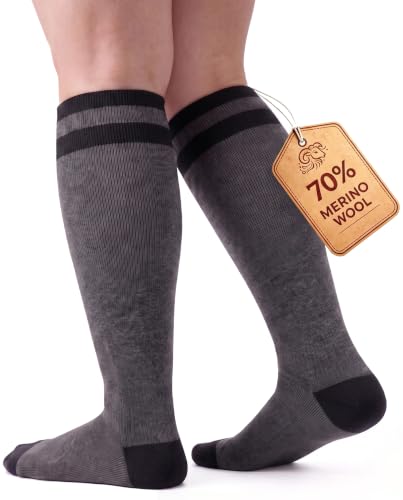 Image of 70% Merino Wool Compression Socks For Women Men, 15-20 mmHg