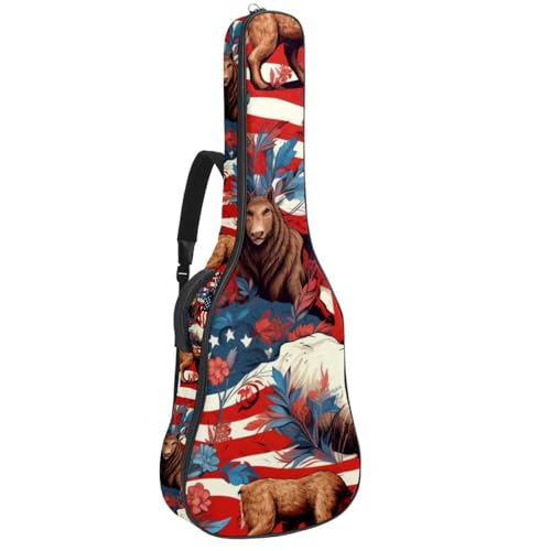 Housse pour guitare acoustique rembourrée animaux et drapeau US idéale voyage