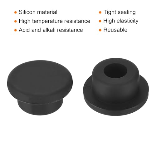 Image of uxcell High Temp Silicone Plug Mount Dia 20mm /0.79 inch t Shaped Rubber Stopper Hole Plugs for Powder Coating Plating Waterproof Plugs Sealing Plugs Black Pack of 12(OD 28mm)