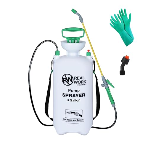 REALWORK 3-Gallon Handheld Tank Sprayer with Carry Handle and Shoulder Strap for Pests & Weeds Watering Garden and Spraying Plants in Translucent White