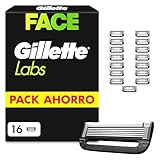 GilletteLabs Recambios para Maquinillas de Afeitar, Pack de 16 Cuchillas de Afeitar con 5 Hojas Y Banda Lubricante, Compatible con Todas Las Maquinillas Gillette Labs