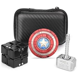 Cool Fidget Spinner Metal Toy Set , Sensory Fidget Infinity Fidget Cube Block Flippy Chain, Hammer Shield Fidgit Spinners, Anti Anxiety Stress Relief Gift for Kids Adults