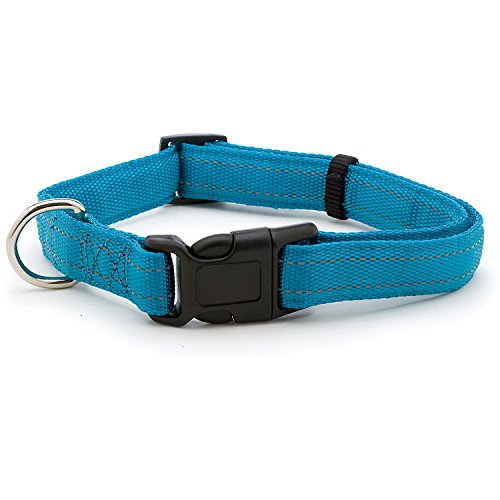 Petmate 1" Nylon Reflective Padded Adjustable Dog Collar In Teal, Large, Blue #TOP24