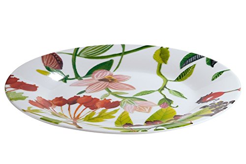 Piatto in porcellana, decorato con fiori e