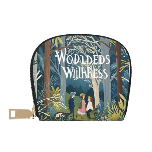 Woodland Whispers Print Credit Card Holder, PU Leather Small Card Bag Wallets with Zipper for Women Men id Business Card2