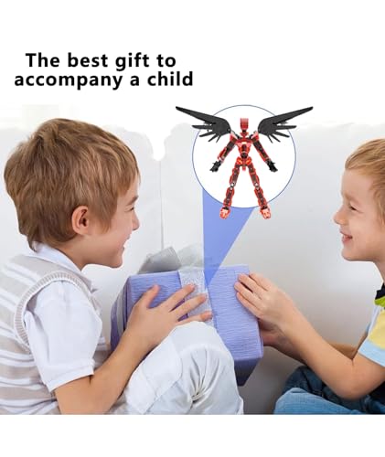 Image of NHCDFA Action Figure, Stick Titans, Stick Titan Portable and Easy to Use Model Toy Very High Degree of Freedom Multi Articular Mobile Robot Doll Desktop Decoration (() red)