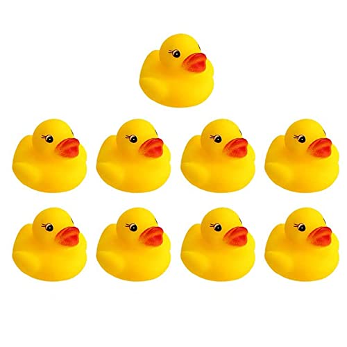 9 Yellow Rubber Ducks, Squeaking and Floating Classic Duckie