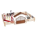 [Jouet éducatif] : Ce jeu d'équitation avec cavalier et chevaux offre non seulement du divertissement, mais permet également Pour aux enfants de découvrir l'équitation, les soins Pour aux chevaux et de développer leur motricité fine