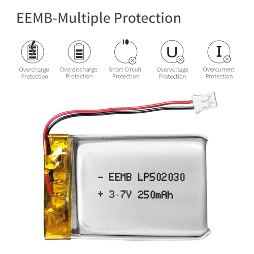 EEMB Lithium Polymer Akku 3,7 V 250mAh 502030 Wiederaufladbarer Lipo-Akku mit JST-Anschluss für VXI Blue Parrott – bestätigen Sie die Polarität des Geräts und des Anschlusses vor dem Kauf(1)