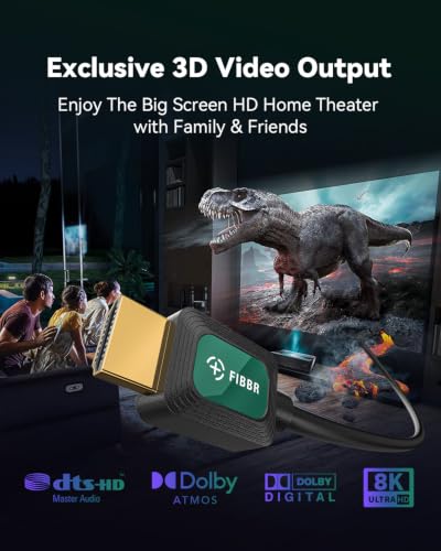 Image of FIBBR HDMI 2.1 Cable 10 ft 8K@60Hz 4K@120Hz 48Gbps VRR ALLM HDR eARC | High Speed, Reliable HDMI Cord for Gaming Console (PS5 /Xbox etc.) /Projector /Home Theater /TV /Monitor /Computer