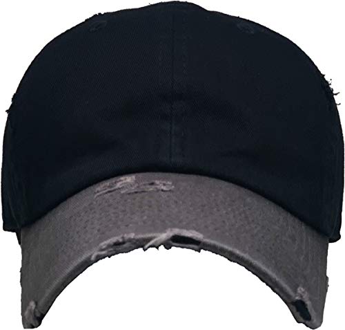 Image of KBETHOS Vintage Washed Distressed Cotton Dad Hat Baseball Cap Adjustable Polo Trucker Unisex Style Headwear