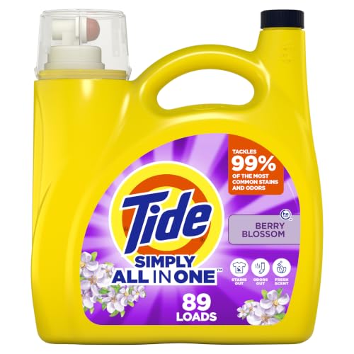 Tide Simply All-In-One Liquid Laundry Detergent, Berry Blossom Scent, 89 Loads, 112 fl oz