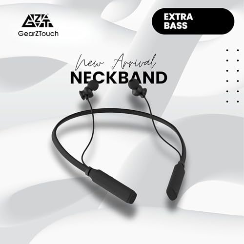 Image of B'O'O'M Bluetooth Neckband Earphones with 35H Playtime, BT 5.3, Passive Noise Cancellation, HD Mic, IPX5 Sweatproof- Black