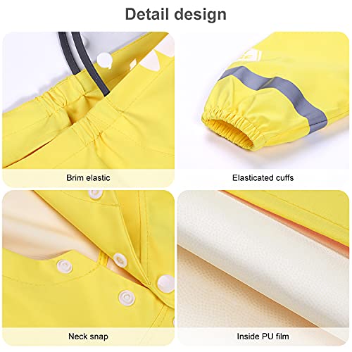 Intekids Children's Raincoats,3D Cartoon Kids Rain Jacket,Boys And Girls Primary School Students Raincoat, Kindergarten Dinosaur Rain Gear (Yellow, L) #TOP4