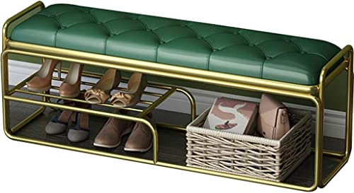 Banco de Entrada, Banco de Zapatos para Sala de Estar, Banco de Zapatos de Entrada, Simplicidad nórdica, gabinete de Zapatos para el hogar con cojín de Cuero, Taburete de Metal de