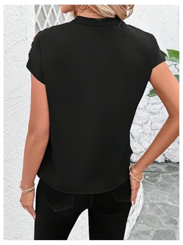 Milumia Women's Leopard Print Sequin Blouses Cap Sleeve Loose Fit Colorblock Shirt Tops3