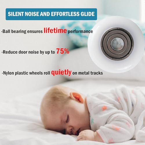 image for ZhenT 10Pack Quiet Garage Door Roller,Reinforced Dual Cage,White 2” 