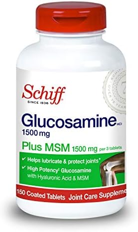 Glucosamine 1500mg (per serving) + MSM, Schiff Tablets (150 count in a bottle), Joint Care Supplement, Helps Support Joint Mobility and Flexibility, Helps Support Healthy Structure of Cartilage*