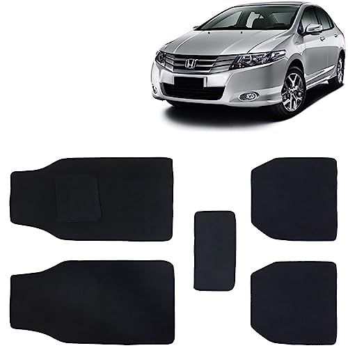 Kingsway Carpet Style Universal Car Mats for Honda City, 2009-2013 Model, Black Color Anti Slip Car Floor Foot Mats, Complete Set of 5 Piece, Executive Series