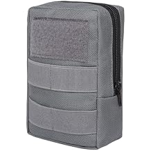حقيبة خصر تكتيكية عسكرية خارجية EDC Molle Pouch بسحاب وحقيبة خصر وحقيبة حزام وحافظة هاتف للتخييم والمشي لمسافات طويلة باللون الرمادي