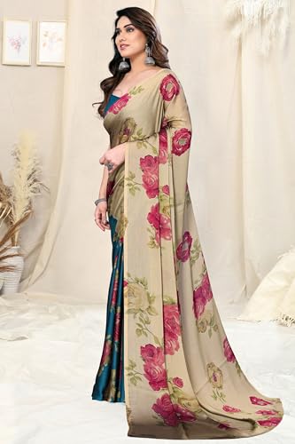 Image of MIRCHI FASHION Women Sari Georgette Plain | Breathable Lightweight Solid Color Saree for Office and Regular Wear with Blouse Piece