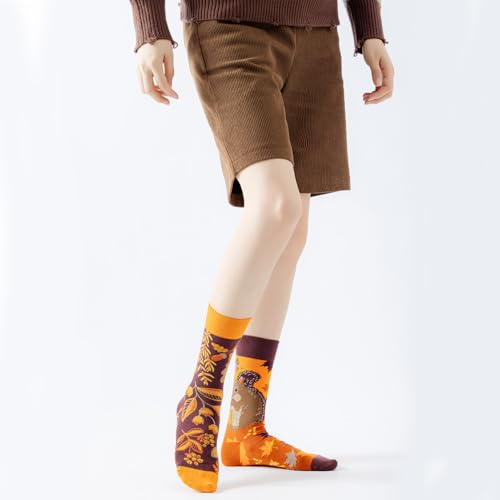 Image of 2 Pairs Cartoon Animal Crew Socks Fun Cotton Mid Calf Socks for Women