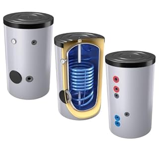 160 Liter emaillierter Solarspeicher/Warmwasserspeicher/Trinkwasserspeicher, Energieeffiziensklasse B, mit 1 Wärmetauscher, inkl. Isolierung, Magnesiumanoden und Thermometer