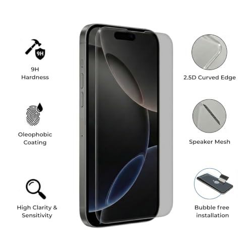 Image of ArmorGlass Borderless Privacy Tempered Glass compatible with iPhone 14 Pro Max Screen Protector, 9H Hardness, 2.5D Curved Edge, Oleophobic Coating