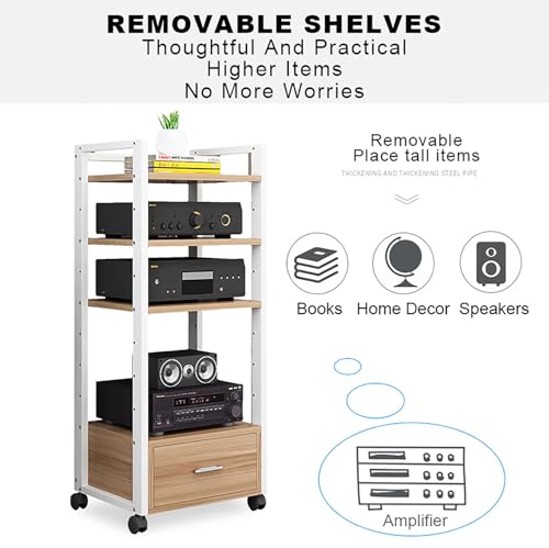 Support multimédia à roulettes universelles et étagère d'angle modulable - 5