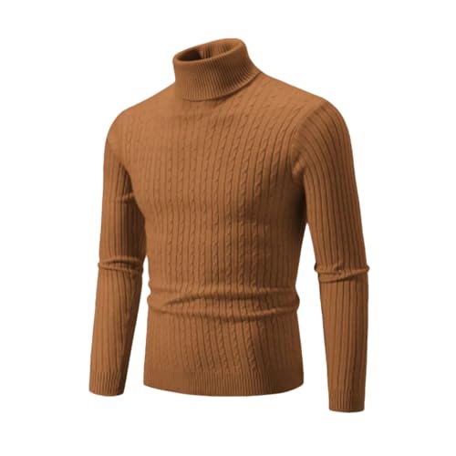 Men's High Neck Sweater Solid Color Knitted Warm Casual Turtleneck Woolen Winter Outdoor Top