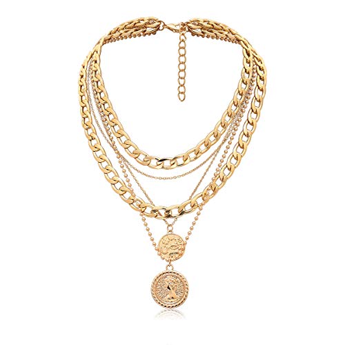 fdsmall Punk Chunky Chain Halskette Münze Vintage Gold Kubanische Kette Choker Anhänger Charm Schmuck