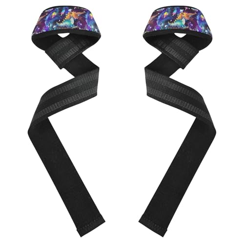 STAYTOP Cute Cartoon Dinosaur Wrist Straps for Weightlifting,Lifting Straps with Neoprene Cushioned Wrist Padded and Anti-Skid Silicone for Strength Training,Bodybuilding,Deadlifting