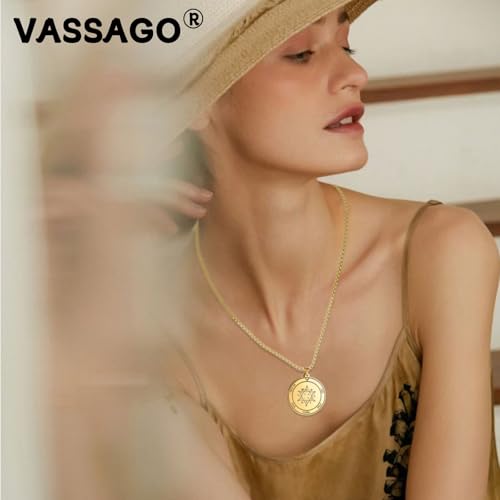 VASSAGO Key of Solomon Seals Necklace Engraved with 72 Names of God Pendant Spiritual Protection Amulets for Men Women2