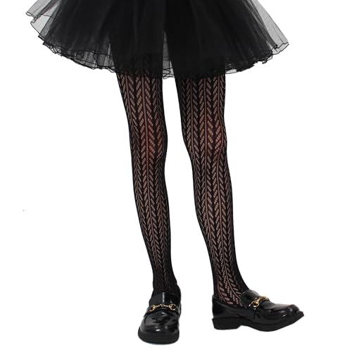 Image of Girls Lace Fishnet Tights Toddler Sheer Patterned Stockings Hollow Dance Pantyhose for Kids Halloween Tights