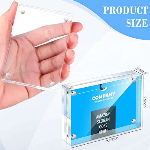 Xuhal Acrylic Business Card Frame 2.5 X 3.5 Inch Clear Double Sided Block Set, 20Mm Thickness Frameless Magnetic Photo Frames Stamp Display Stand For School Home Office Decorating Supplies (12 Pcs) #TOP2