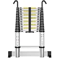 ARCHOM Telescoping Ladder with Hooks 20 FT - Aluminum Telescopic Ladder with Stabilizer - Retractable Extension Ladders for Home Loft Roof RV Work with EN131 Certification - 330lbs Max Capacity