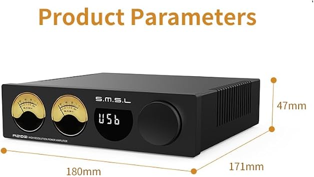 SMSL A200 HiFi Power Amplifier 2 Channel Amplifier with Level Display Bluetooth 5.0 RCA, USB Input, Remote Control