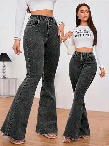 Image of KOTTY Women's Bootcut Flare Jeans with Slim Fit Thigh and Wide Hem Design