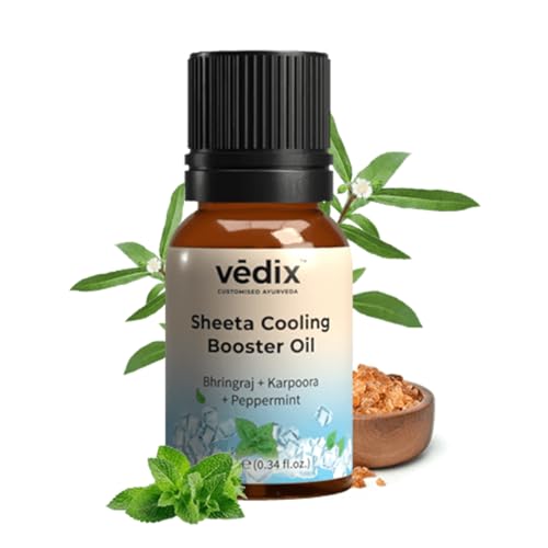 Vedix Sheeta Cooling Booster Oil for Scalp Relaxation & Rejuvenation | With Peppermint, Bhringraj & Camphor | Soothes, Refreshes & Nourishes | For All Hair Types – 10 ml