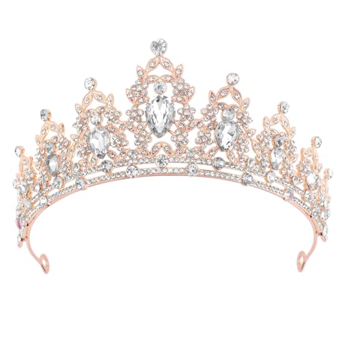 DRESHOW Couronne d'anniversaire pour Femmes Tiare de Cristal pour Filles Accessoires de Cheveux Tiare de Mariage Couronne de Princesse Pailletée Serre-tête de Fête Diadèmes pour Femme